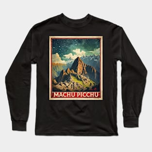 Peru Machu Picchu Starry Night Tourism Vintage Poster Long Sleeve T-Shirt